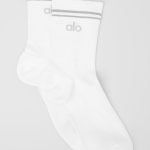 Alo Yoga Unisex Half-Crew Performance Sock - White