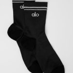 Alo Yoga Unisex Half-Crew Performance Sock - Black