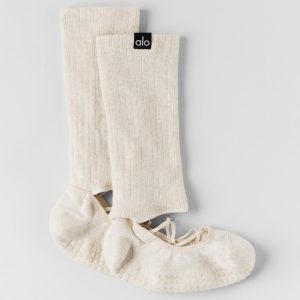 Alo Yoga Women's Strappy Siren Grip Sock - Oatmeal Heather
