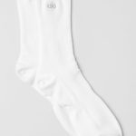 Alo Yoga Unisex Half-Crew Understated Sock - White