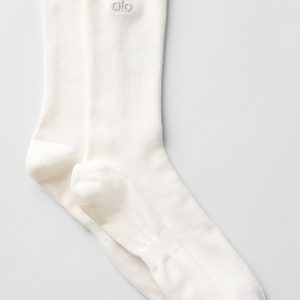 Alo Yoga Unisex Half-Crew Understated Sock - Ivory