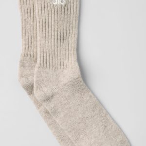 Alo Yoga Unisex Wool Cashmere Light Frosted Sock - Winter Latte/Ivory