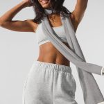 Alo Yoga Cashmere Light Frosted Scarf - Light Heather Grey/Ivory