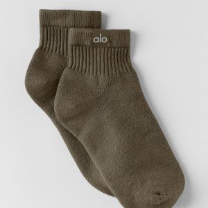 Alo Yoga Quarter Crew Street Sock - Olive Tree