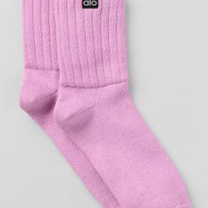 Alo Yoga Unisex Half-Crew Scrunch Sock - Candy Heart Pink