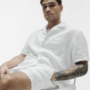 Alo Yoga Linen Days Short Sleeve Button Up - White