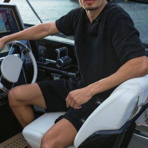 Alo Yoga Coastline Knit Short Sleeve Polo - Black