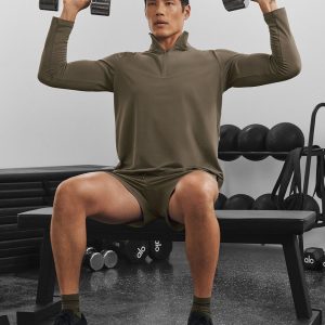 Alo Yoga Conquer 1/4 Zip Reform Long Sleeve - Olive Tree