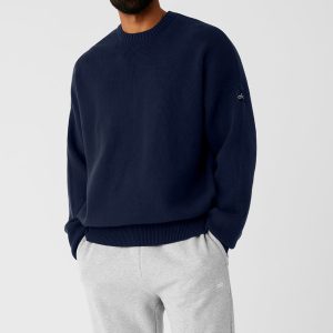 Alo Yoga Scholar Crew Neck Sweater - Navy