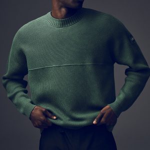 Alo Yoga Domain Shift Rib Knit Sweater Crew - Clover Green