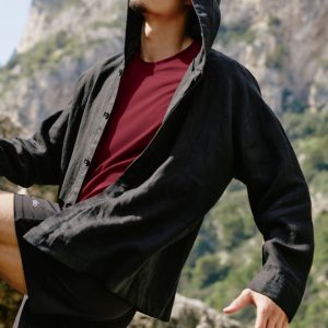 Alo Yoga Linen Days Button Up Hoodie - Black