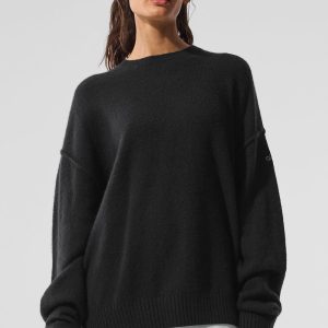 Alo Yoga Unisex Wool Cashmere New Class Crewneck Sweater - Black