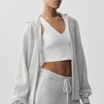 Alo Yoga Wool Cashmere New Class Full Zip Hoodie - White Heather