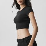Alo Yoga Alosoft Crop Finesse Short Sleeve - Black