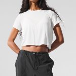 Alo Yoga Cropped All Day Short Sleeve - White