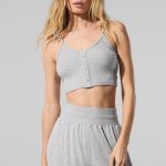 Alo Yoga Ribbed Delicate Lounge Tank - Athletic Heather Grey