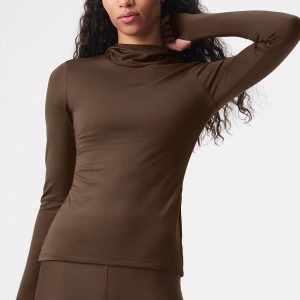 Alo Yoga Airlift Winter Warm Hooded Runner - Espresso