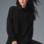 Alo Yoga Cashmere Plush Waffle Turtleneck Pullover - Black