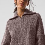 Alo Yoga Marl Sweater 1/4 Zip Pullover - Mushroom Marl