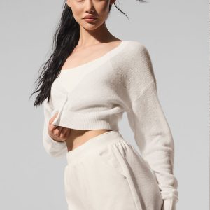 Alo Yoga Sheer Cashmere Cropped Cardigan - Ivory