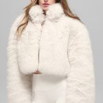 Alo Yoga Opulent Faux Fur Cropped Jacket - Ivory