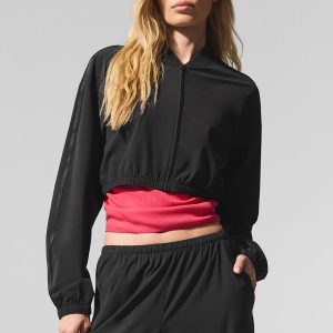 Alo Yoga Cropped Breezy Full-Zip Cover Up - Black