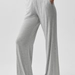 Alo Yoga Semi-Sheer Delicate Lounge Flare Pant (Long) - Athletic Heather Grey
