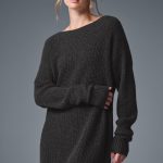 Alo Yoga Cashmere Plush Waffle Dress - Dark Heather Grey